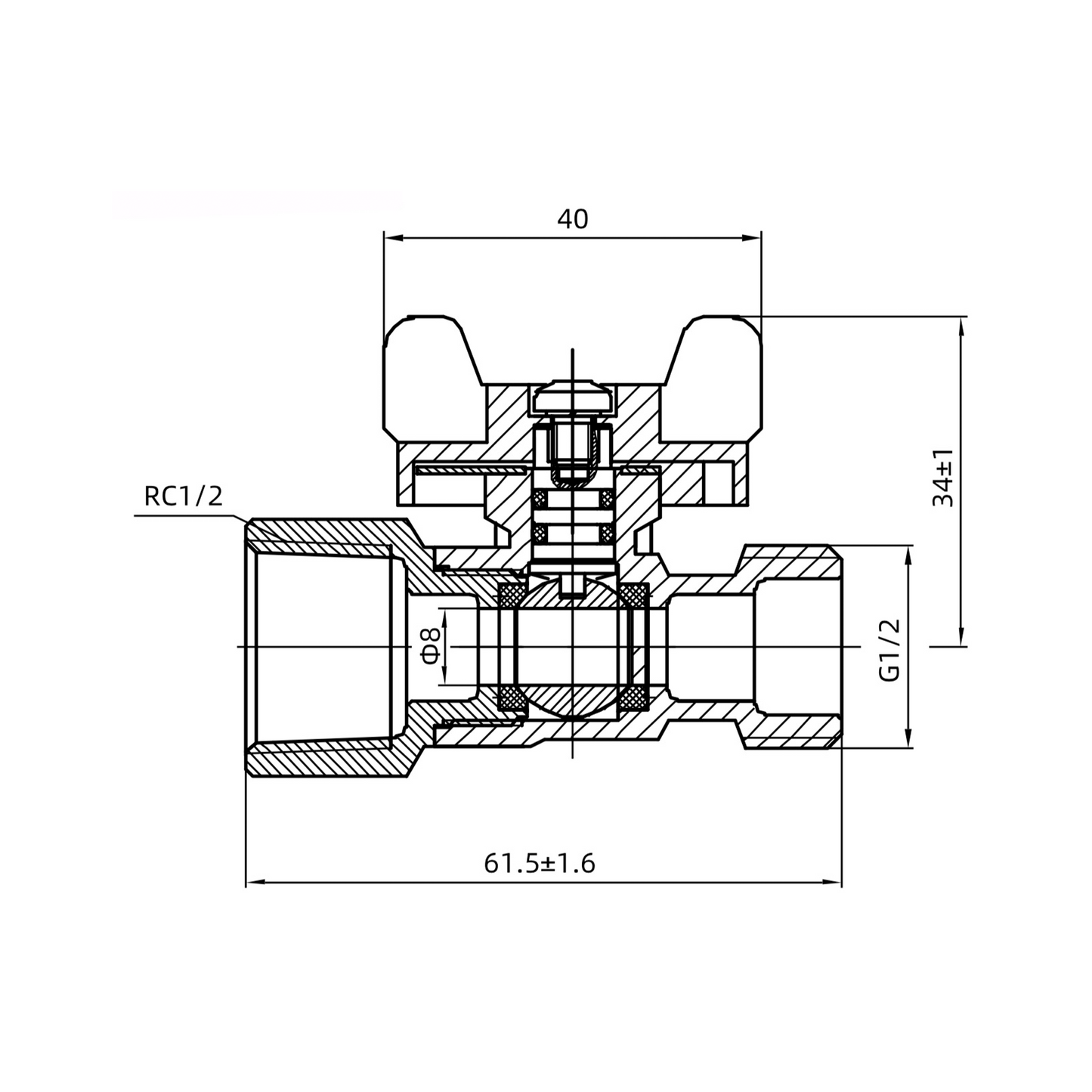 Brass ball valve with butterfly handle (F/M) YH-205