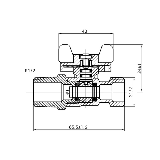 Brass ball valve with butterfly handle (M/M) YH-206
