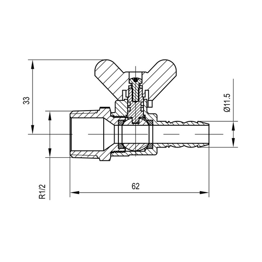 Brass ball valve with butterfly handle (M/hose connector) YH-207