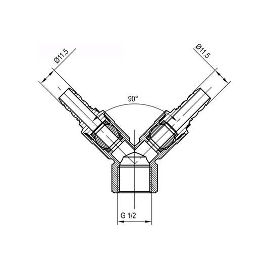 Brass ball valve (M/double hose connector) YH-208