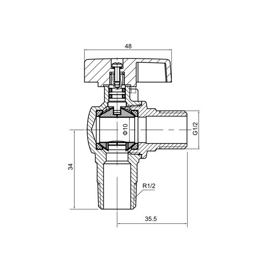 Brass right angle ball valve (M/M) YH-210