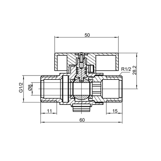 Brass ball valve with base (M/M) YH-212
