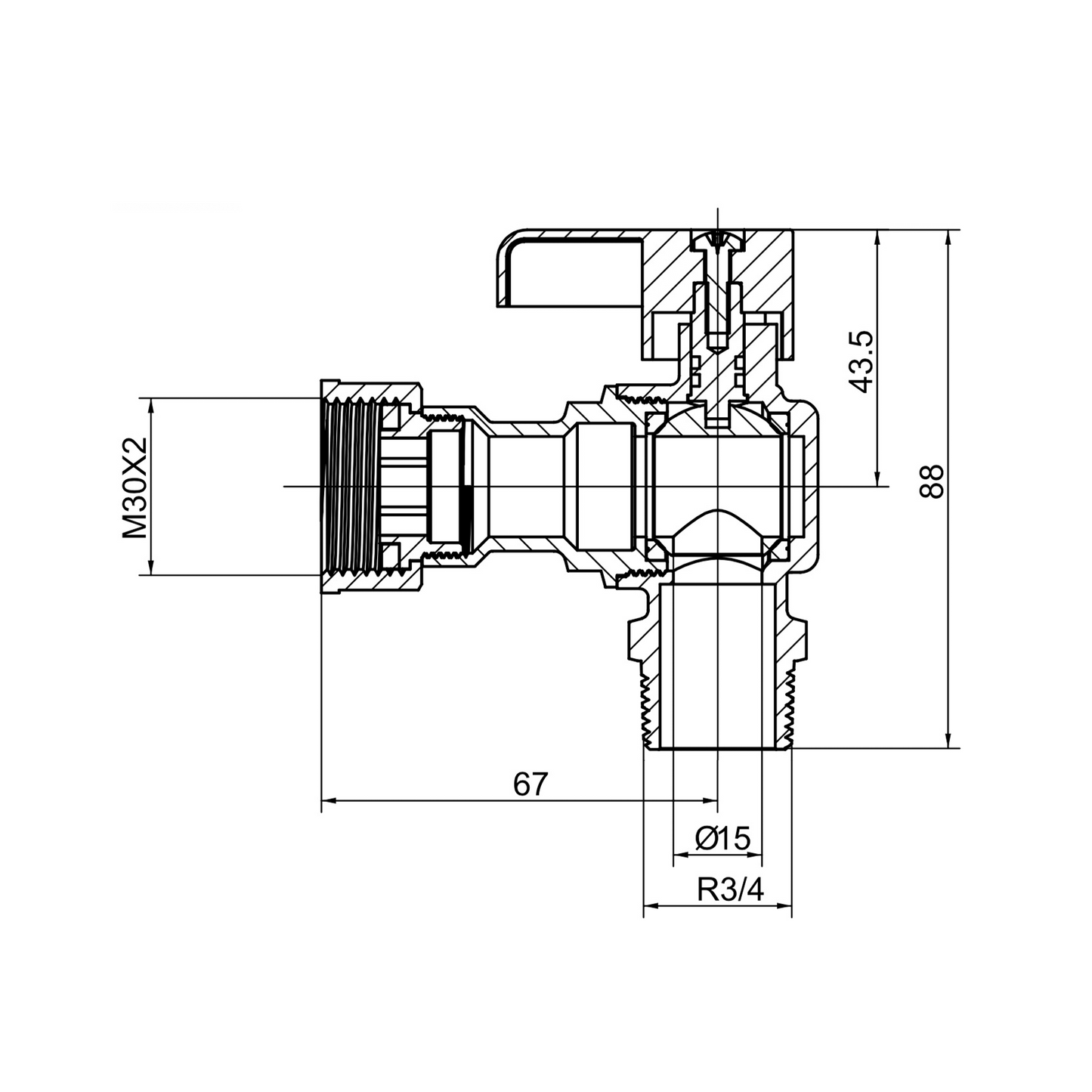 Brass right angle ball valve (F/M) YH-215