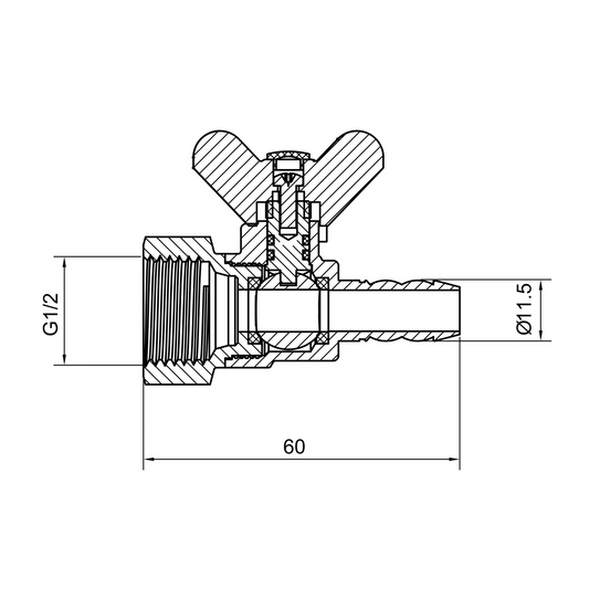 Brass ball valve with butterfly handle (F/hose connector)YH-216