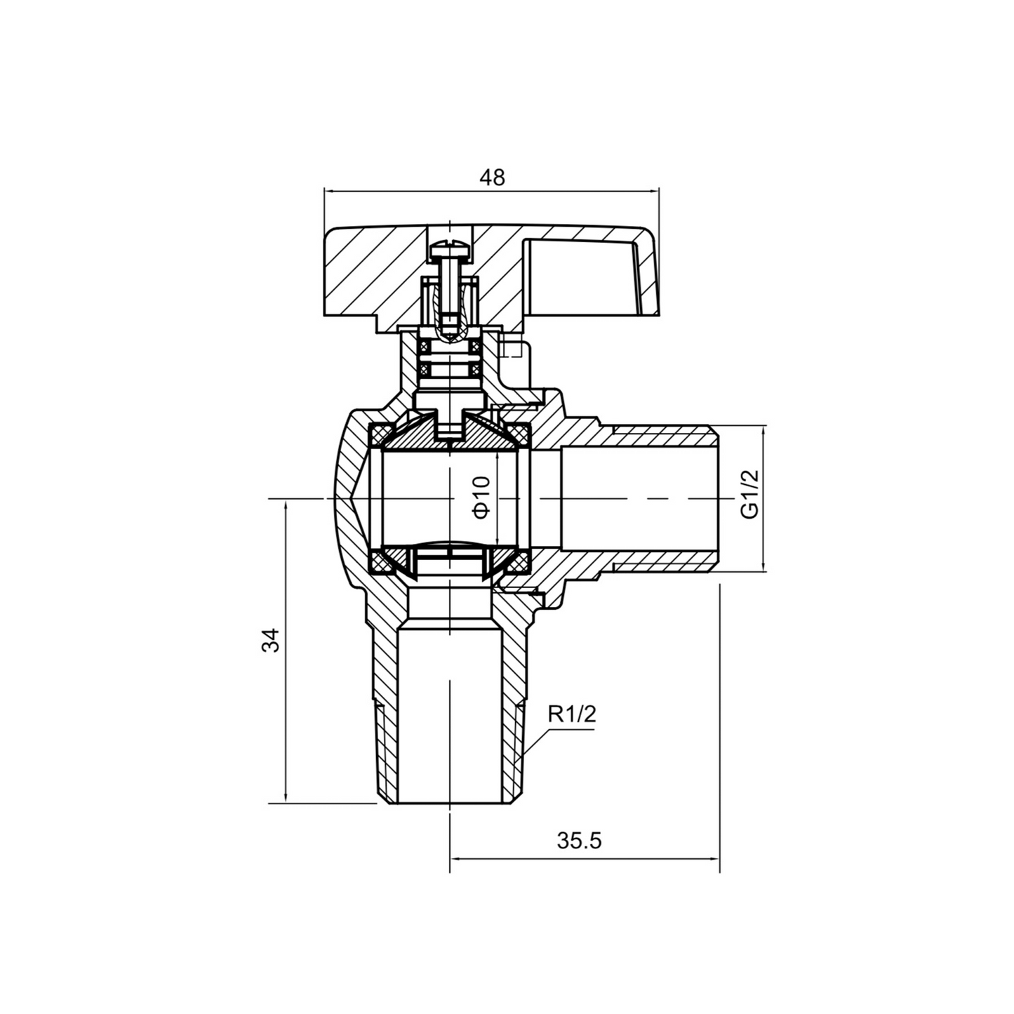 Brass right angle ball valve (M/M) YH-210